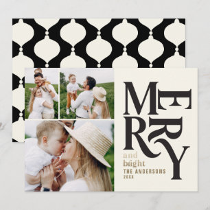 Moderne  retro Chritsmas zwarte goudfoto Aankondiging