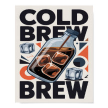 Moderne Retro Cold Brew Coffee Kunstprint Poster