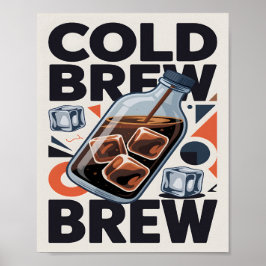 Moderne Retro Cold Brew Coffee Kunstprint Poster