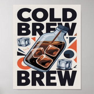 Moderne Retro Cold Brew Coffee Kunstprint Poster