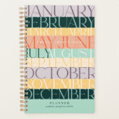 Moderne Retro Colorblock Horizontale Streep Maande Planner (Voorkant)