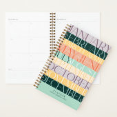 Moderne Retro Colorblock Horizontale Streep Maande Planner (Display)
