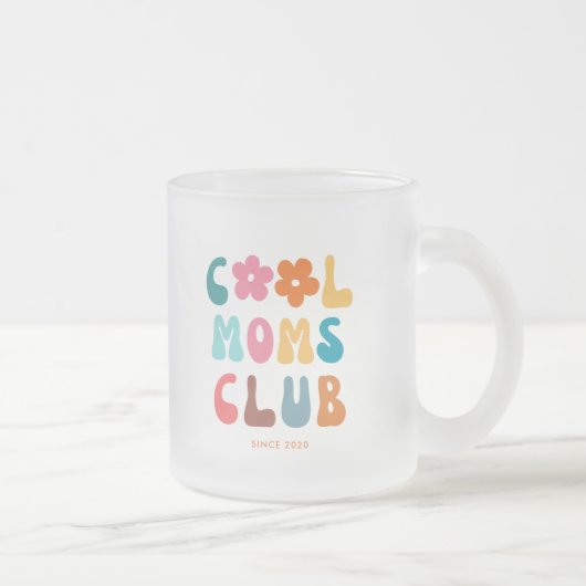 Moderne Retro Cool moeders club  Groovy Daisy Matglas Koffiemok (Rechts)