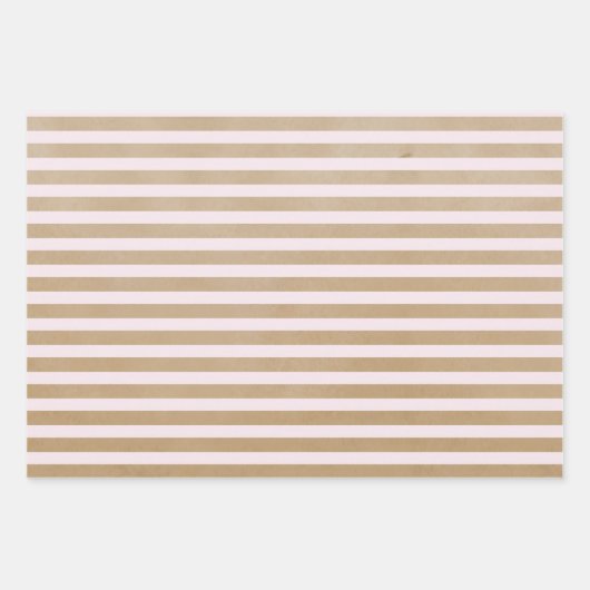 Moderne Retro Cream Hot Pink Stripes Kraft Inpakpapier Vel (Voorkant 3)