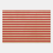 Moderne Retro Crème Rood Groene Stripes Kraft Inpakpapier Vel (Voorkant)