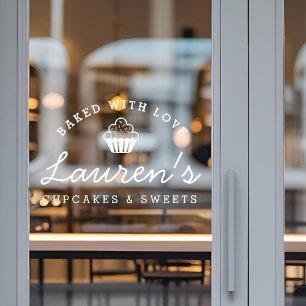 Moderne Retro Cupcakes Snoepjes Cafe Bakkerij Logo Raamsticker
