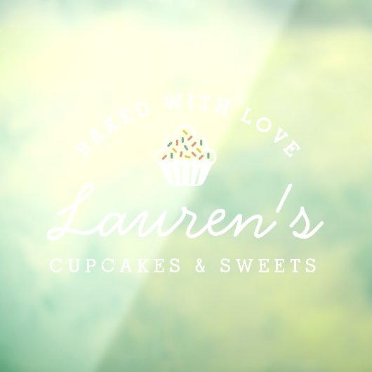 Moderne Retro Cupcakes Sweets Cafe Bakkerij Logo Raamsticker (Vel 3)