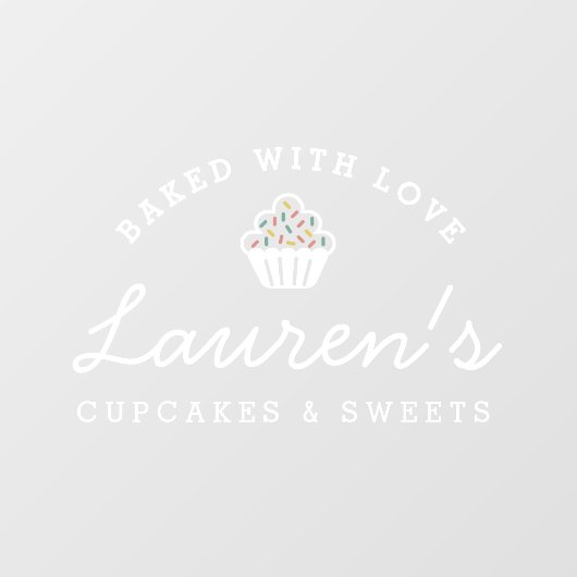 Moderne Retro Cupcakes Sweets Cafe Bakkerij Logo Raamsticker (Vel)