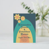 Moderne Retro Daisy Arch Bruiloft Uitnodiging Briefkaart (Staand voorkant)