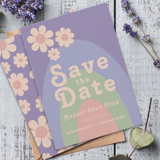 Moderne Retro Daisy Bruiloft Save The Date