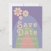 Moderne Retro Daisy Bruiloft Save The Date (Voorkant)