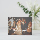 Moderne retro dank u bruiloft foto briefkaart (Staand voorkant)