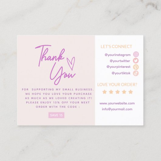 Moderne retro dank u klein Visitekaartje (Achterkant)