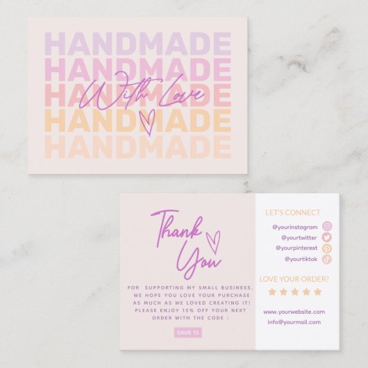 Moderne retro dank u klein Visitekaartje (Voorkant / Achterkant)