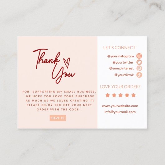 Moderne retro dank u klein Visitekaartje (Achterkant)