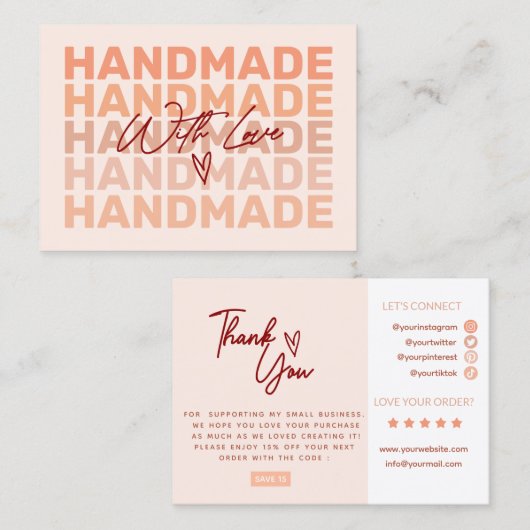 Moderne retro dank u klein Visitekaartje (Voorkant / Achterkant)