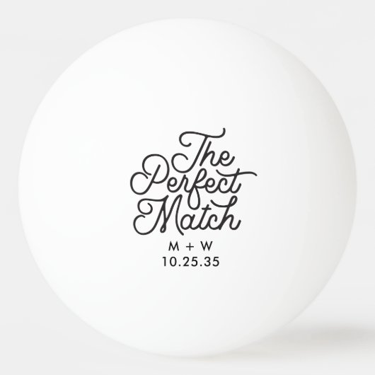 Moderne retro de perfecte match script bruiloft pingpongbal (Voorkant)