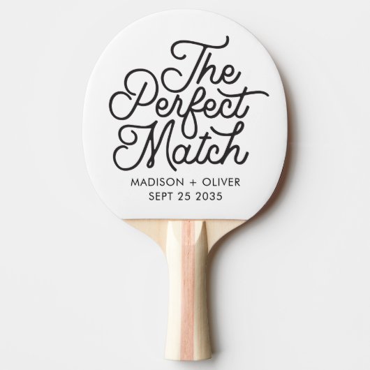 Moderne retro de perfecte match script bruiloft tafeltennisbatje (Voorkant)
