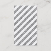 MODERNE RETRO diagonaal gestreept glitter zilver r Visitekaartje (Achterkant)