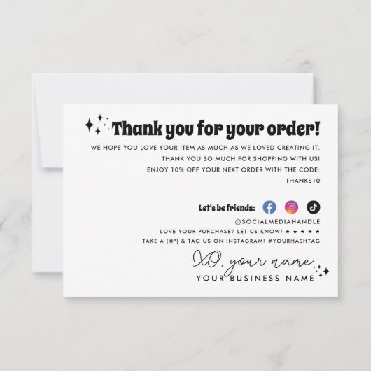 Moderne retro die kleine zaken steunt dank u kaart (Achterkant)