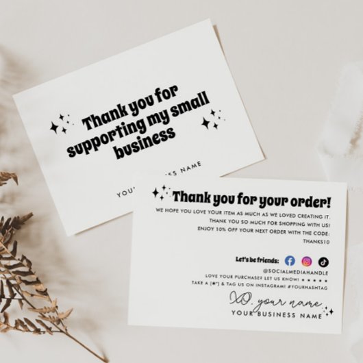 Moderne retro die kleine zaken steunt dank u kaart