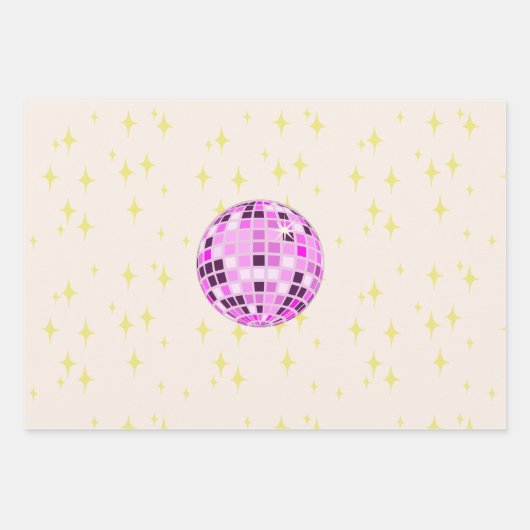 Moderne Retro Disco Ball Beige Inpakpapier Vel (Voorkant 3)