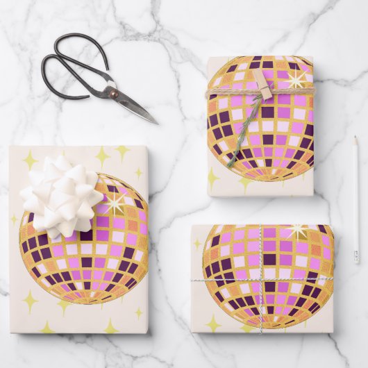 Moderne Retro Disco Ball Inpakpapier Vel (Voorkant)