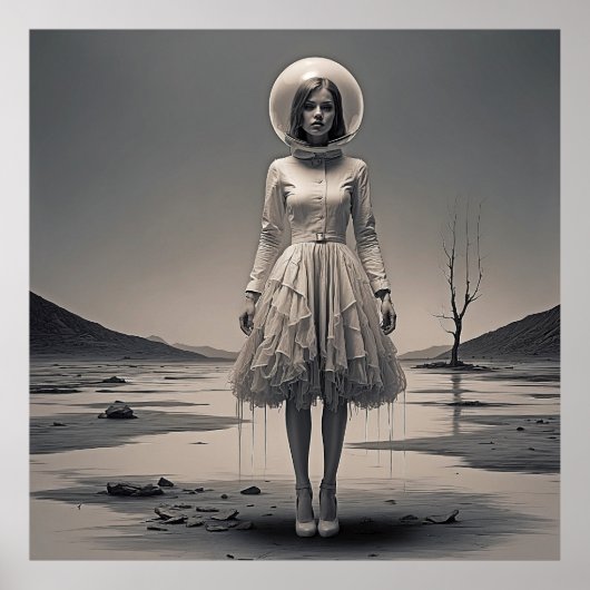 Moderne Retro Dreamscape: Meisje in focus Poster (Voorkant)