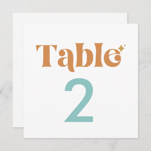 Moderne retro dubbelzijdige tabelnummers kaart (Voorkant / Achterkant)