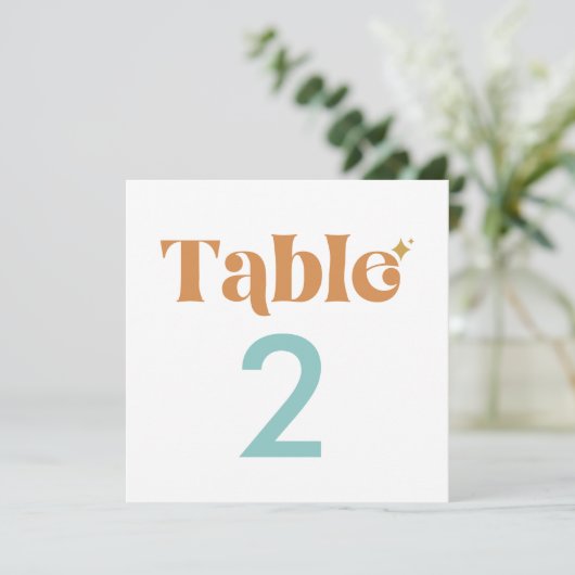 Moderne retro dubbelzijdige tabelnummers kaart (Staand voorkant)