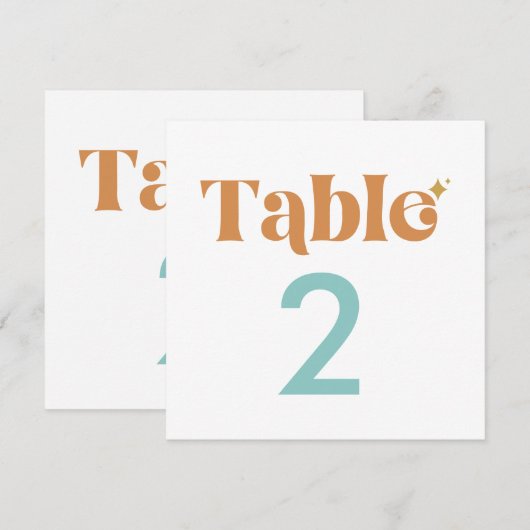 Moderne Retro Dubbelzijdige Tafel Nummers Kaart (Voorkant / Achterkant)