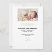 Moderne Retro Eenvoudige Baby Meisje Douche Bedankkaart (Achterkant)