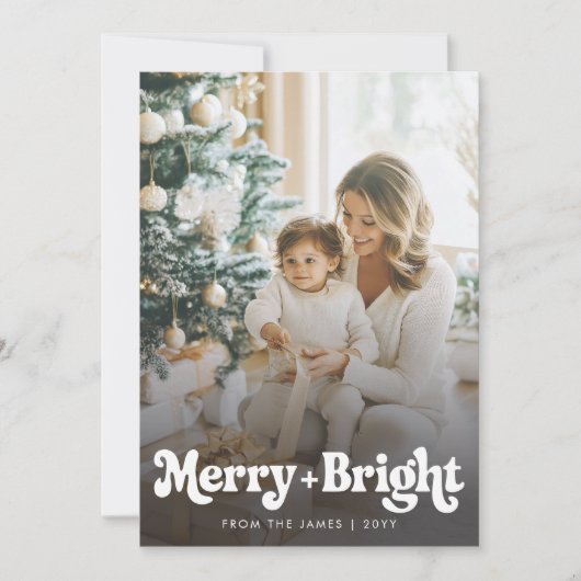 Moderne Retro Eenvoudige Foto Kerstmis Feestdagenkaart (Voorkant)