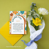 Moderne Retro Elegant Helder Bold Bloemen Bruiloft Bedankkaart