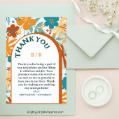 Moderne Retro Elegant Helder Bold Bloemen Bruiloft Bedankkaart