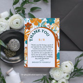 Moderne Retro Elegant Helder Bold Bloemen Bruiloft Bedankkaart