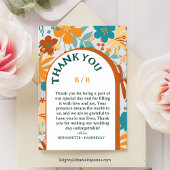 Moderne Retro Elegant Helder Bold Bloemen Bruiloft Bedankkaart