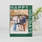 Moderne Retro Elegante Eén Foto Aangepaste Donkerg Feestdagenkaart (Staand voorkant)