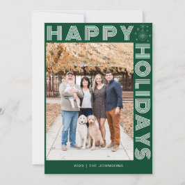 Moderne Retro Elegante Eén Foto Aangepaste Donkerg Feestdagenkaart