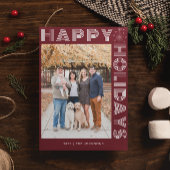 Moderne Retro Elegante Eén Foto Aangepaste Donkerr Feestdagenkaart