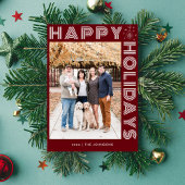 Moderne Retro Elegante Eén Foto Aangepaste Donkerr Feestdagenkaart