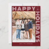 Moderne Retro Elegante Eén Foto Aangepaste Donkerr Feestdagenkaart (Voorkant)