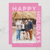 Moderne Retro Elegante Eén Foto Aangepaste Roze Feestdagenkaart (Voorkant / Achterkant)