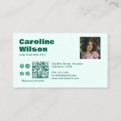 Moderne Retro Emerald Professionele Foto QR-code Visitekaartje (Achterkant)