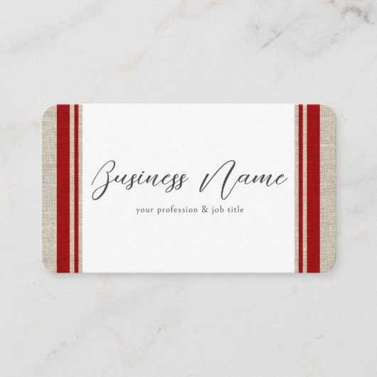 Moderne retro faux linnen QR-code sociale media Visitekaartje (Voorkant)