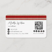 Moderne retro faux linnen QR-code sociale media Visitekaartje (Achterkant)