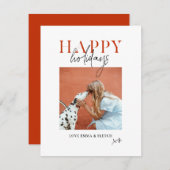 Moderne Retro Fel Kleurrijk Rood Oranje Hond Moede Feestdagenkaart (Voorkant / Achterkant)