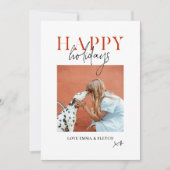 Moderne Retro Fel Kleurrijk Rood Oranje Hond Moede Feestdagenkaart (Voorkant)