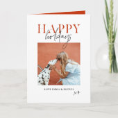 Moderne Retro Fel Kleurrijke Rode Oranje Hond Moed Feestdagen Kaart (Voorkant)