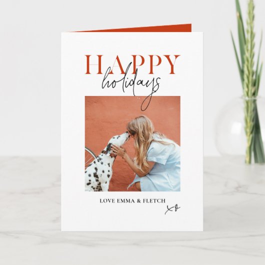 Moderne Retro Fel Kleurrijke Rode Oranje Hond Moed Feestdagen Kaart (Voorkant)